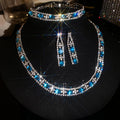 Silver Oval Rhinestone Necklace Choker Earring Four-Piece Sets view 8
