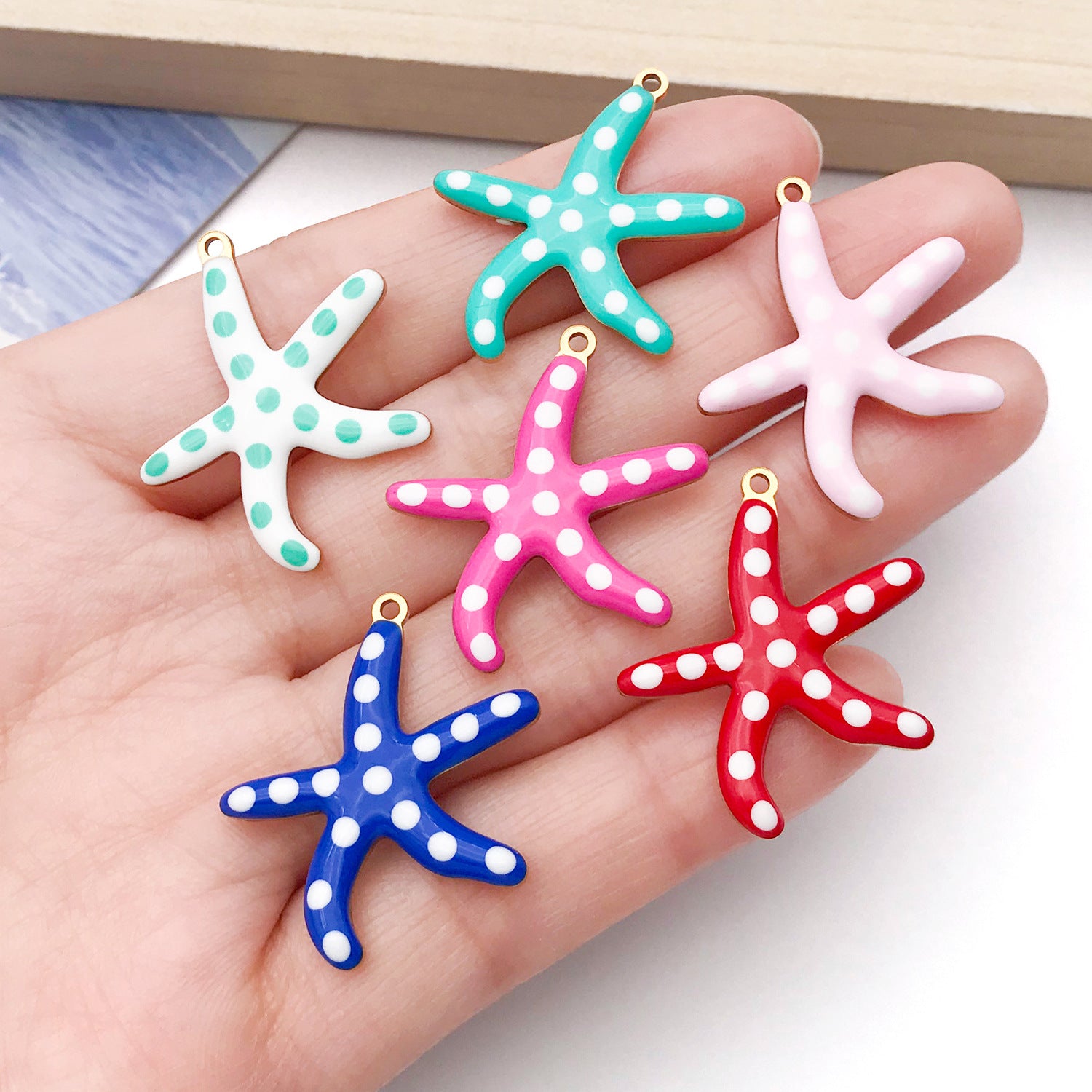 Enamel Stainless Steel Starfish Charm Pendant for DIY Earrings Necklace Jewelry Making