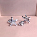 Rose Gold Silver Yellow Starfish Clear CZ Stud Earrings view 1