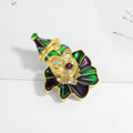 Green Gold Tone Mask Enamel Metal Brooch Pin for Jackets and Lapels view 4