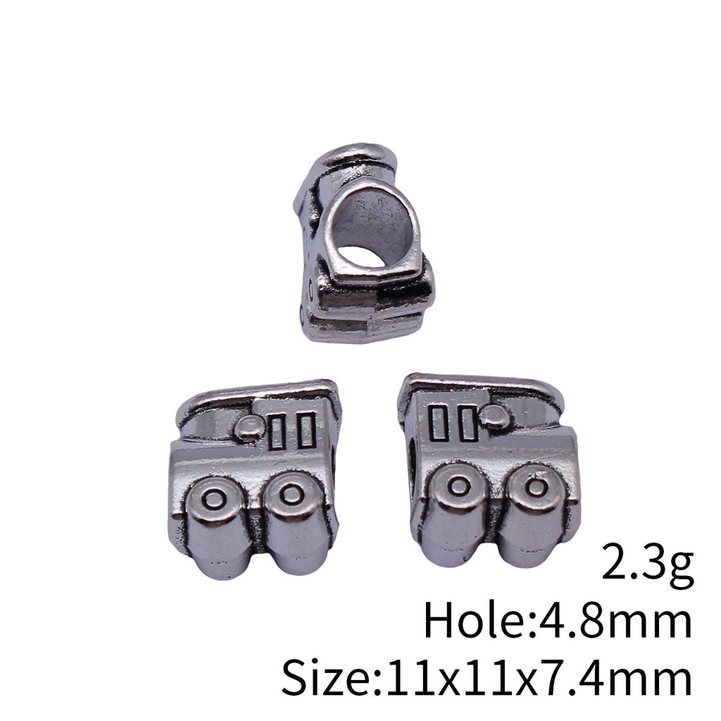 11x11x7.4mm 2.3g Antique Silver Zinc Alloy Train Large Hole Beads for Bracelet Jewelry Making