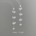 Silver Clear Glass Crystal Butterfly Tassel Drop Earrings view 4