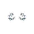 Gold Tone Multicolor Stone Floral Wreath Stud Earrings view 5