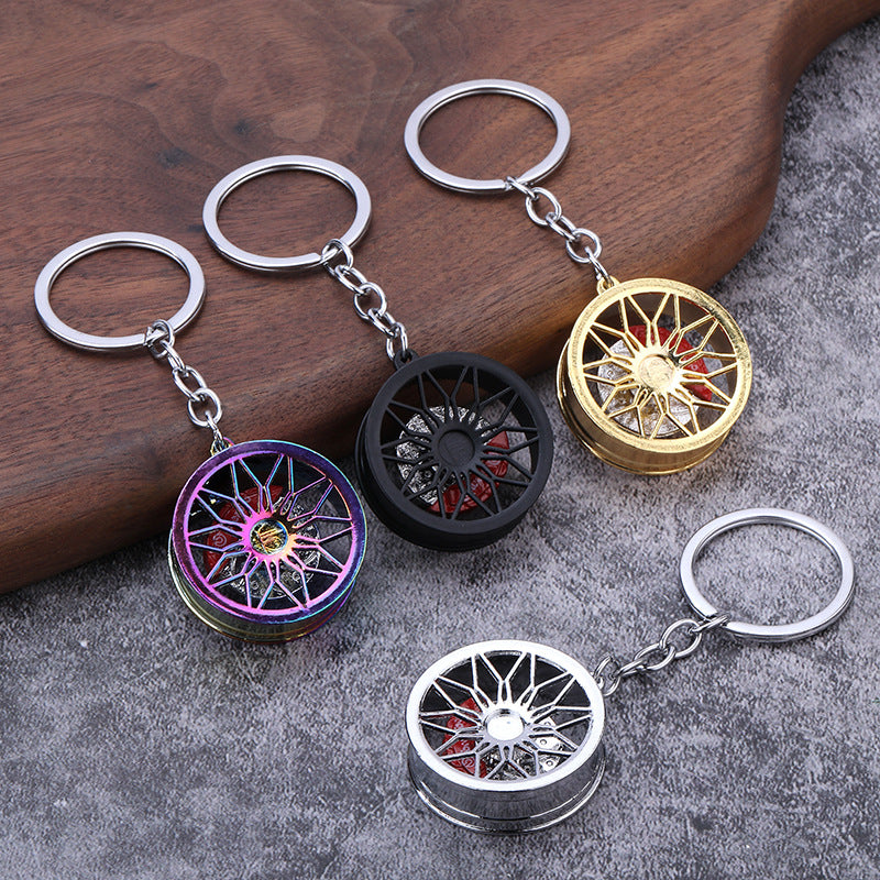 Brake Disc Wheel Hub Alloy Keychain Car Accessory Pendant
