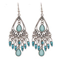 Turquoise Teardrop Filigree Chandelier Hook Earrings view 5