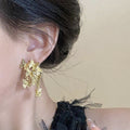 Textured Gold Butterfly Cluster Statement Stud Earrings view 3