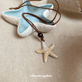 Brown Cord Cream Starfish Pendant Necklace Wood Bead view 2
