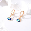 Rose Gold Tone Evil Eye Huggie Drop Earrings in Five Designs view 2