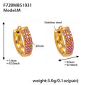 Three Row Crystal Hoop Earrings in Seven Colors and Three Sizes view 6
