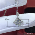 Silver Tone Round CZ Four Prong Curved Bail Pendant Necklace view 5