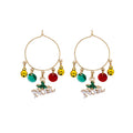 Christmas Green Bell Charm Hoop Earrings Beads Jingle view 5