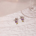 Silver Tone Starburst Pastel Bead Petite Stud Earrings view 3