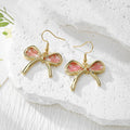 Gold Bow Dried Flower Resin Drop Earrings Twelve Styles view 2