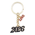Black Enamel 2026 Love Charm Gold Split Ring Keychain view 5