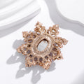 Brown Black Flower Crystal Metal Brooch Pin for Jackets and Lapels view 3