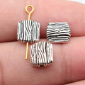 9.2x8.4x3.4mm 0.82g Antique Silver Zinc Alloy Wood Grain Loose Metal Beads for DIY Bracelet Jewelry Making
