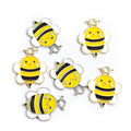 Yellow and Black Enamel Bee Charms in Gold and Silver Tones view 2