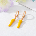Gold Tone Colorful Enamel Chili Pepper Huggie Earrings view 7