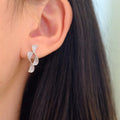 Silver Twisted Ribbon Geometric Pave CZ Stud Earrings view 3