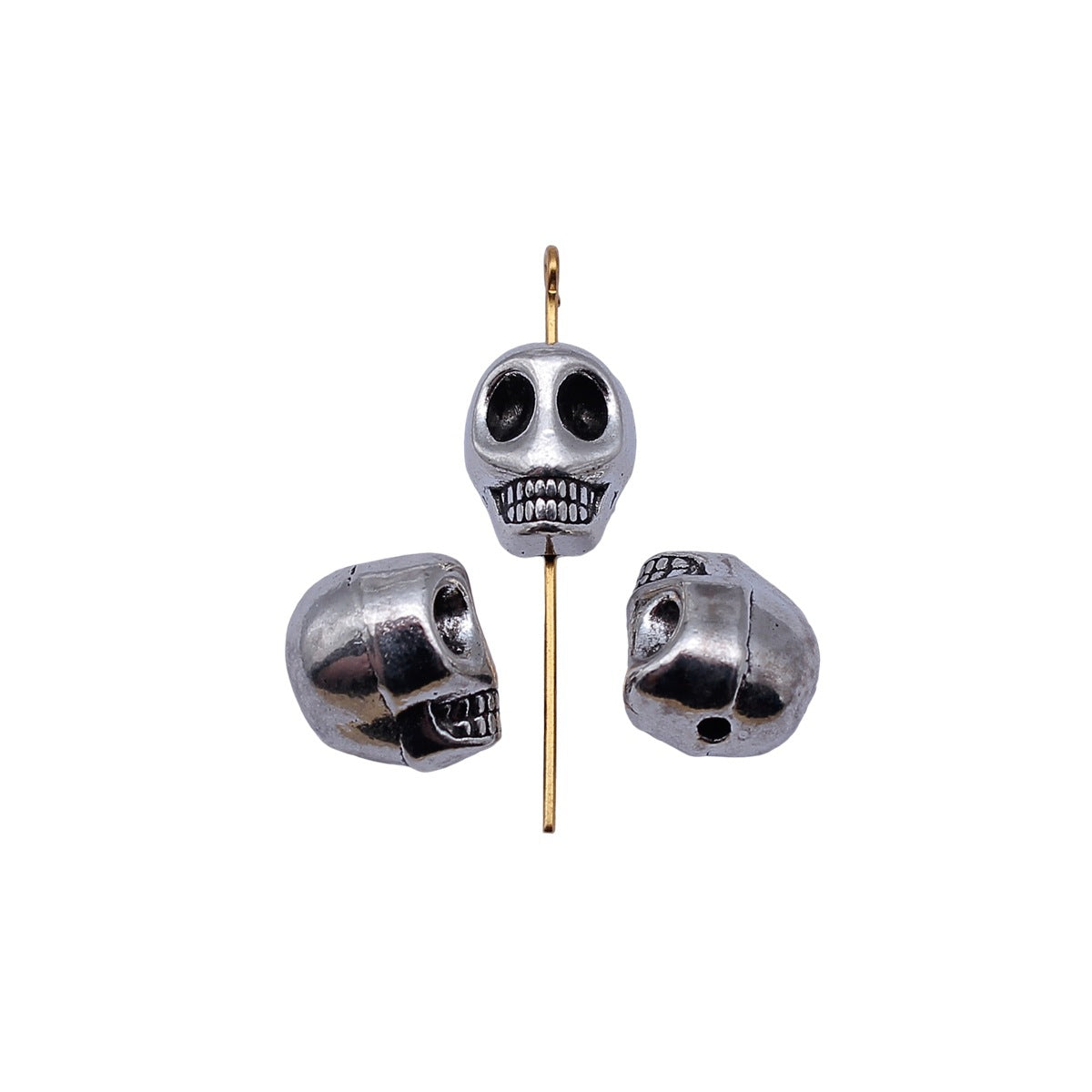 12.3x10x11.5mm 4.7g Antique Silver Zinc Alloy Skull Small Hole Loose Metal Beads for DIY Jewelry Making