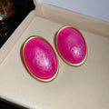 Pink Resin Oval Stud Earrings and Matching Gold Ring view 7