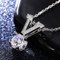 Silver Tone Letter V Clear Stone Pendant Necklace Jewelry view 4