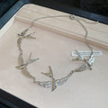 Swallow Wing Metal Necklace Pearl Drop Earrings 3 Styles view 8