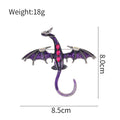 Purple Silver Tone Winged Dragon Crystal Enamel Five Designs Metal Brooch Pin view 2