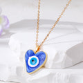 Gold Tone Heart Resin Evil Eye Pendant Necklaces in Five Colors view 3