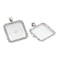 Crystal Border Square Pendant Bezel Settings in Blue or Clear view 4