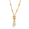Gold Rope Chain Knot Lariat Necklace Ball Accents Crystal Ends view 5