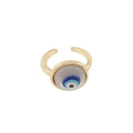 Gold Tone Glass Evil Eye Earrings and Adjustable Ring Options view 5