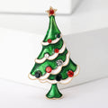 Green Enamel Christmas Tree Brooch With White Garland and Red Crystals view 7