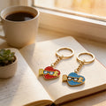 Enamel Heart Book Glasses Keychain Ring Chain Two Colors view 3