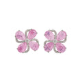 Silver Pink Stone Flower Earrings Rings Four Styles view 5