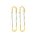 Elongated U Hoop Earrings With Double Row Clear Zircon view 5