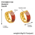 Gold Domed Colorblock Zircon Huggie Earrings Sizes view 6