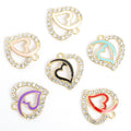 Crystal Double Heart Charms in Six Colors and Two Metal Tones view 5