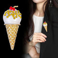 Yellow Ice Cream Crystal Metal Brooch Pin for Jackets and Lapels view 4