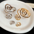 Spiral Open Cuff Bangle Matching Ring Set 2 Colors view 2