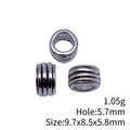 Triple Groove Large Hole Bead in Antique Silver Metal Finish view 3