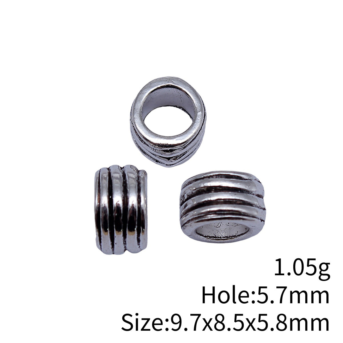 9.7x8.5x5.8mm 1.05g Antique Silver Zinc Alloy Large Hole Spacer Beads for DIY Bracelet Jewelry Making