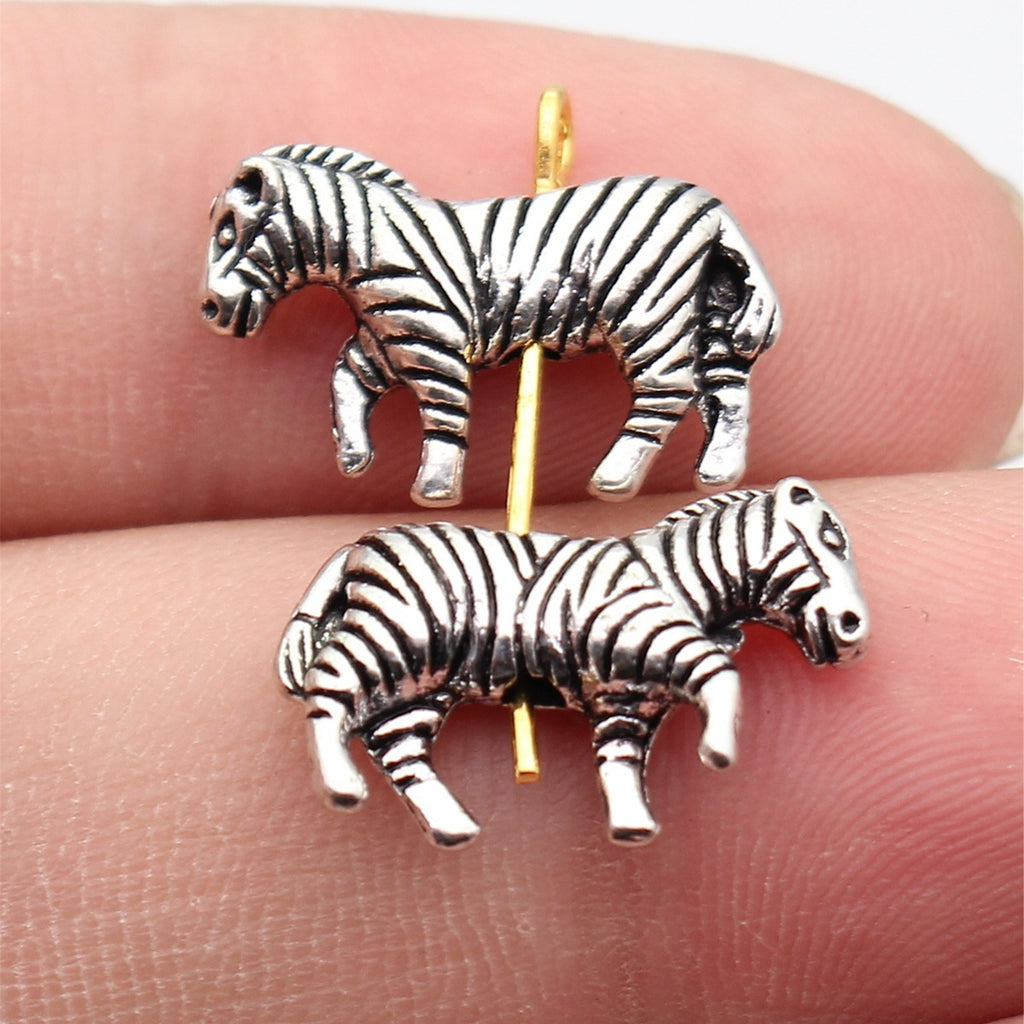 18x11mm 1.8g Antique Silver Zinc Alloy Zebra Loose Metal Beads for Bracelet Necklace DIY Jewelry Making