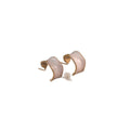 Burgundy Inlay Concave C Hoop Stud Earrings Statement Pair view 5