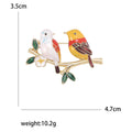Enamel Two Birds on Branch Brooch Gold Tone Two Colorways view 5