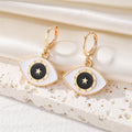 Gold Tone Enamel Eye Pendant Necklace Huggie Earrings and Sets view 9