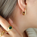 U-Shaped Hoop Earrings With Pearl Agate Tiger Eye Beads view 4