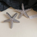 Textured Starfish Stud Earrings in Gold and Silver Tones view 7