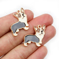 Black White and Gray Corgi Dog Enamel Alloy Pendant Charm view 4