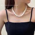 White Round Pearl Bead Necklaces Multiple Sizes Irregular Style view 8